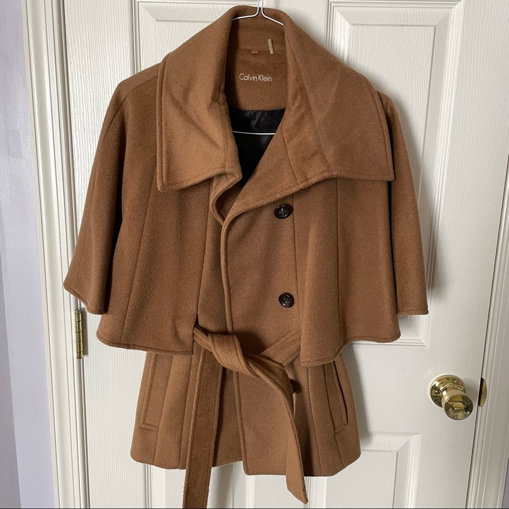 Calvin Klein Flutter Sleeve Cape Coat